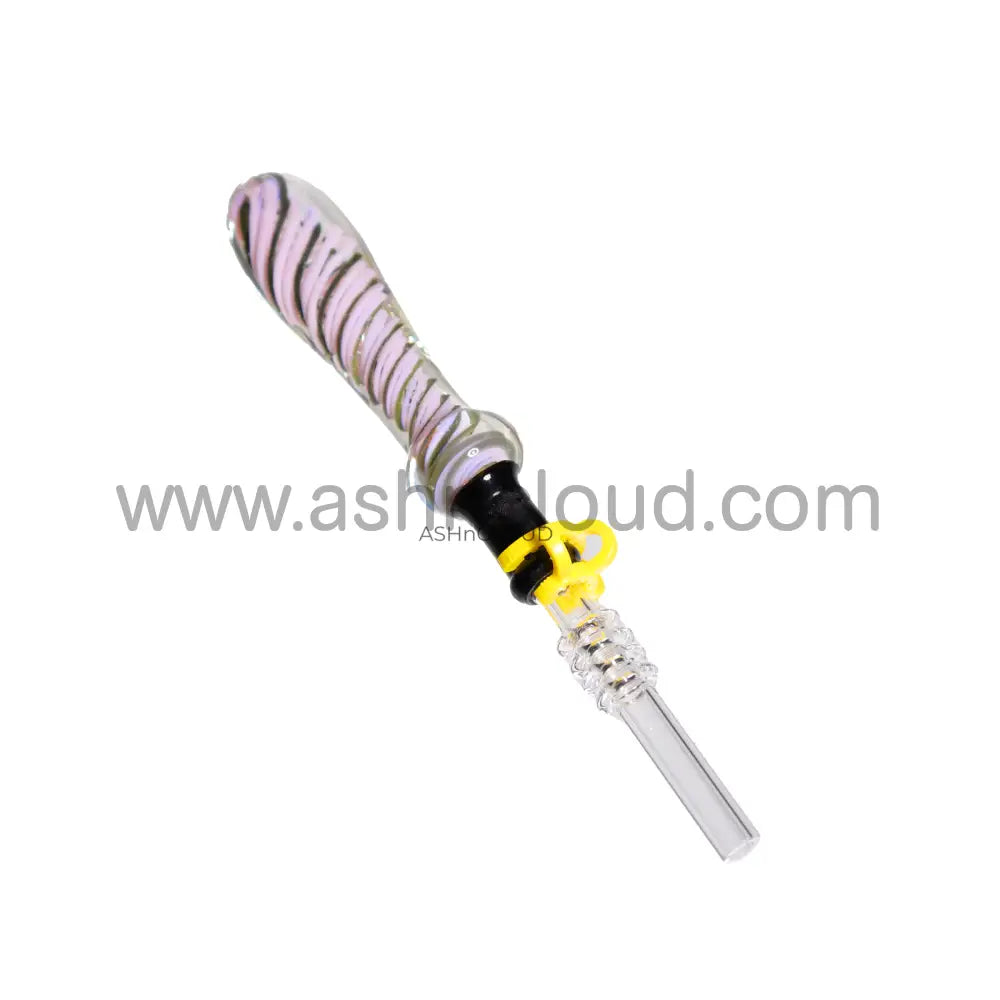 6 Inch Glass Nectar Collector, Textured Handle
