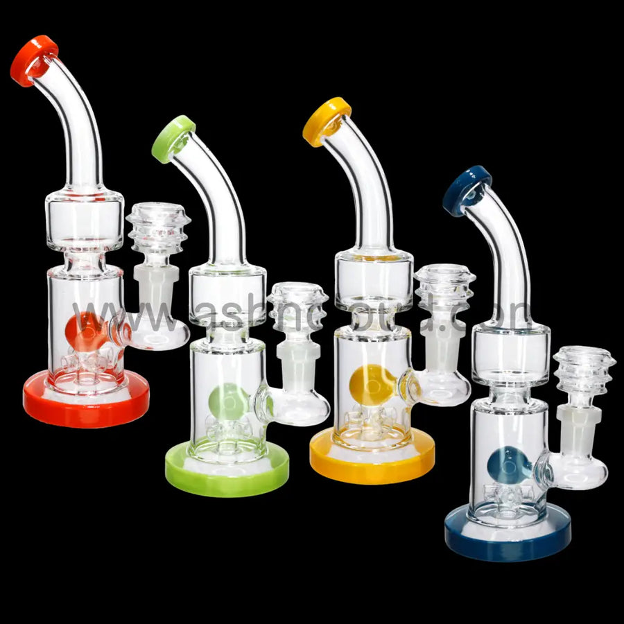 8 Inch Glass Bong, Color Base and Matching Bowl
