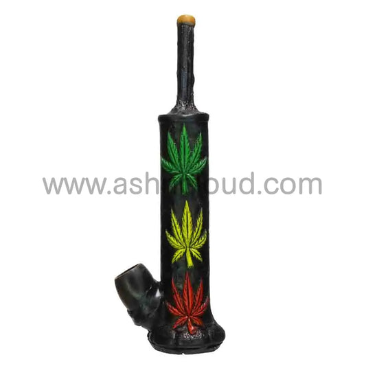 6 in - Marihuana Leaf Straight Tube Bamboo Bong