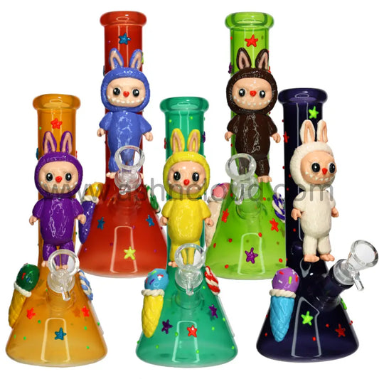 Wholesale Labubu 10” Beaker Bong – Cute Ice Cream & Stars Design Premium Glass