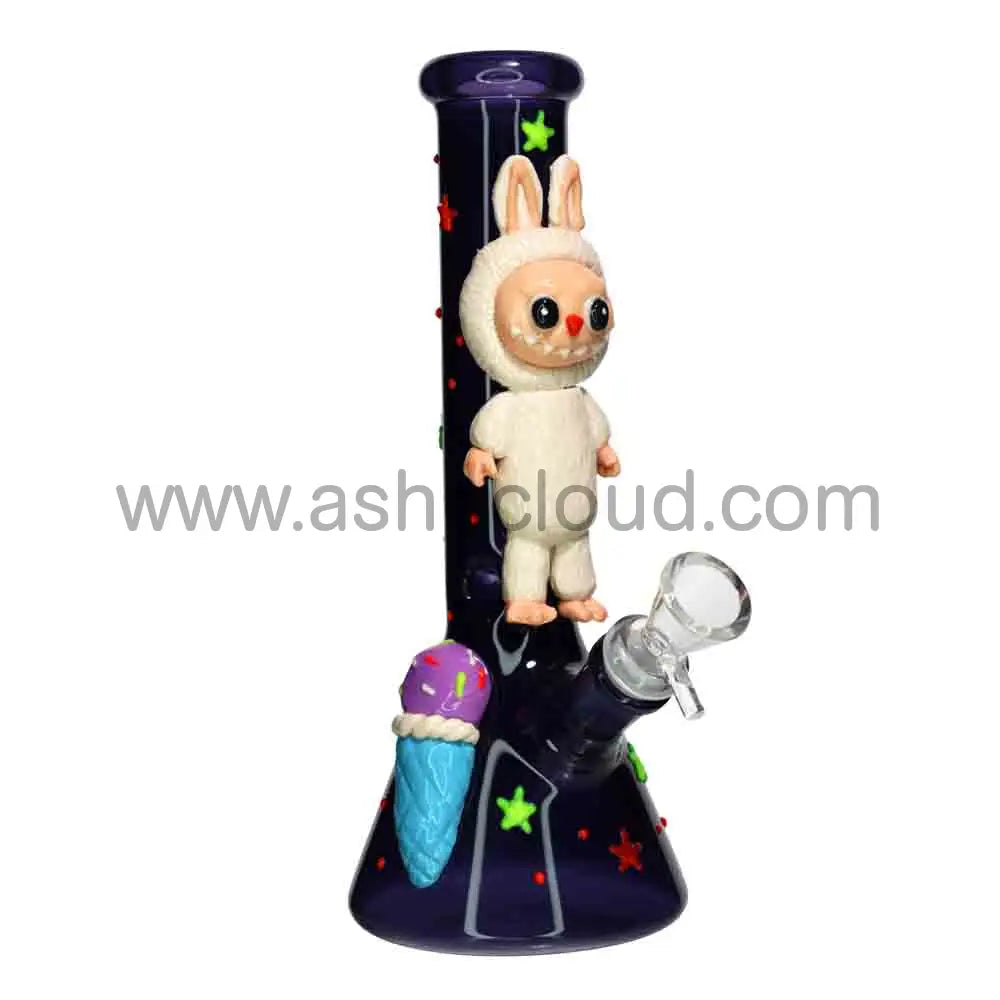 Wholesale Labubu 10” Beaker Bong – Cute Ice Cream & Stars Design Premium Glass