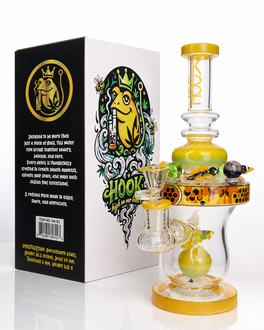 👑 HOOK 01 Clear Premium Glass Water Pipe with Collector's Gift Box – 10.5 Inch